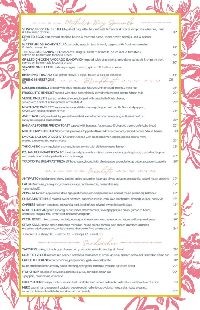 Mother's Day Menu 2026